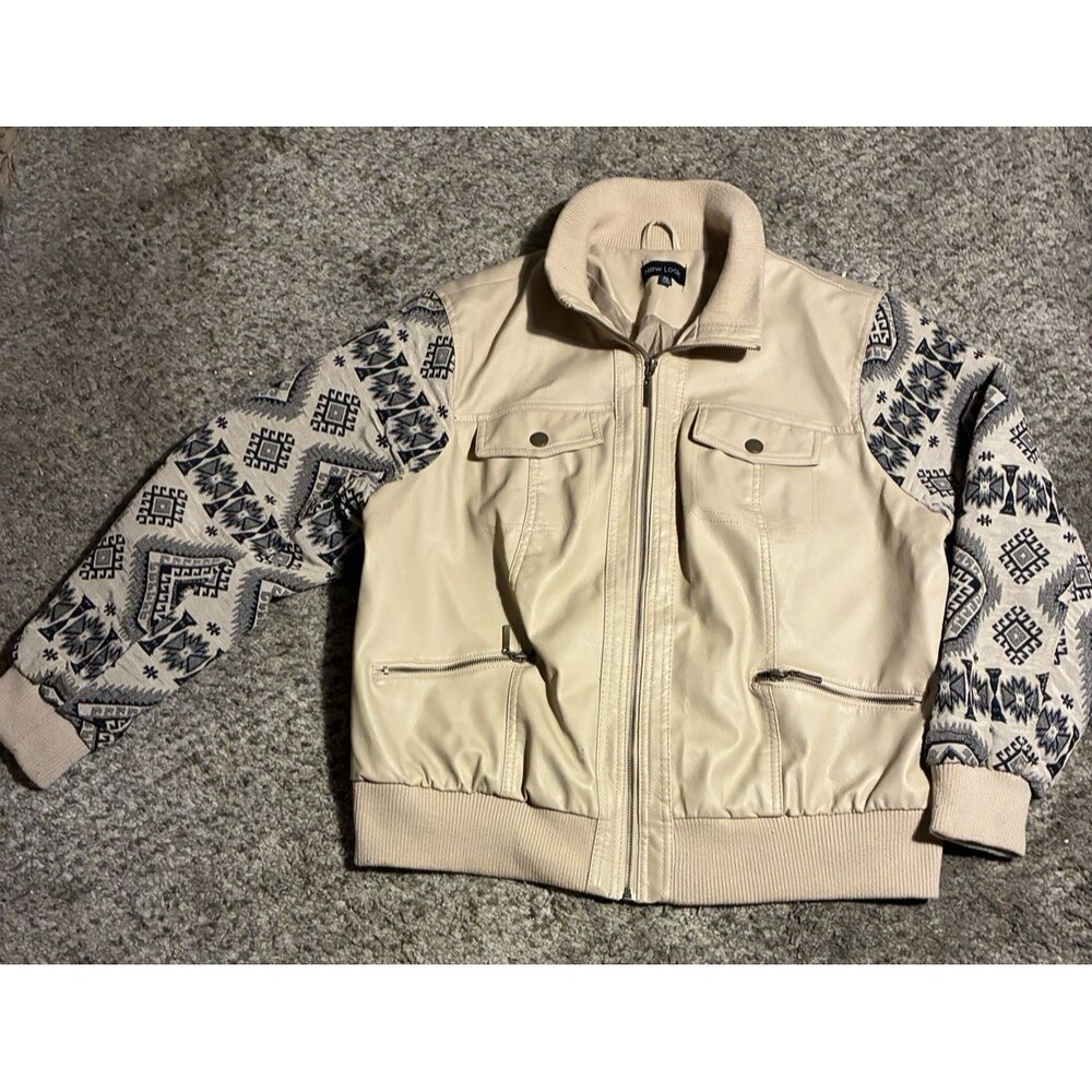 New Look Faux Leather and Tan Southwestern Women's Jacket Coat-Size 2X